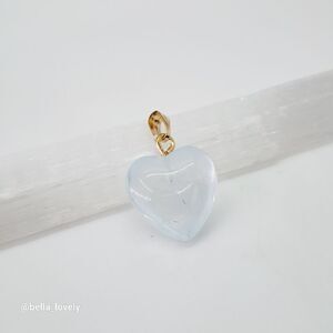 Petite Opalite Heart Shaped Pendant with Gold Toned Bail